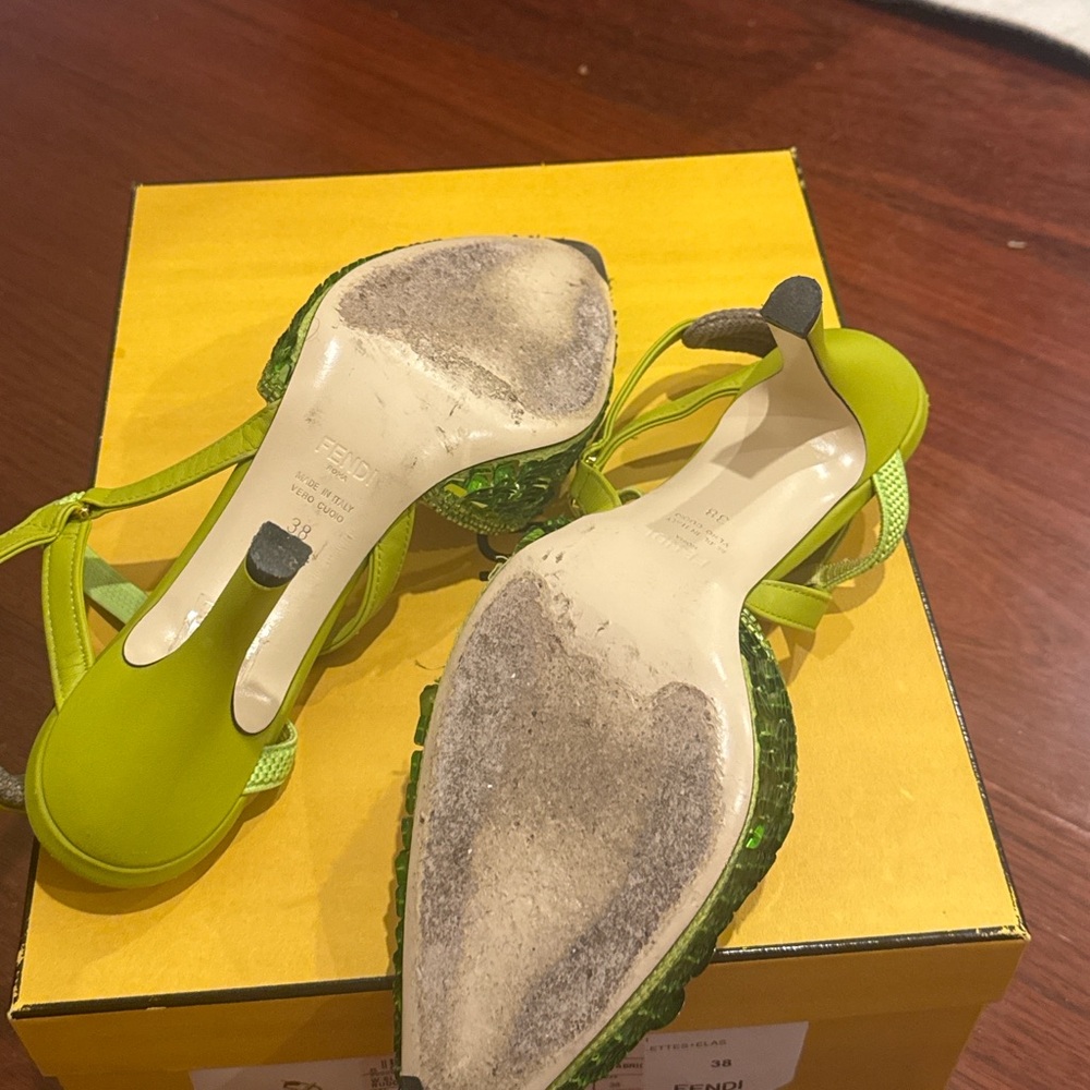 Fendi Colibrì Sequin Slingback Pumps in Wasabi Green - Picture 2 of 3